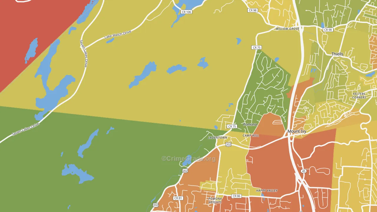 Ladentown, NY Map of Murder Rates