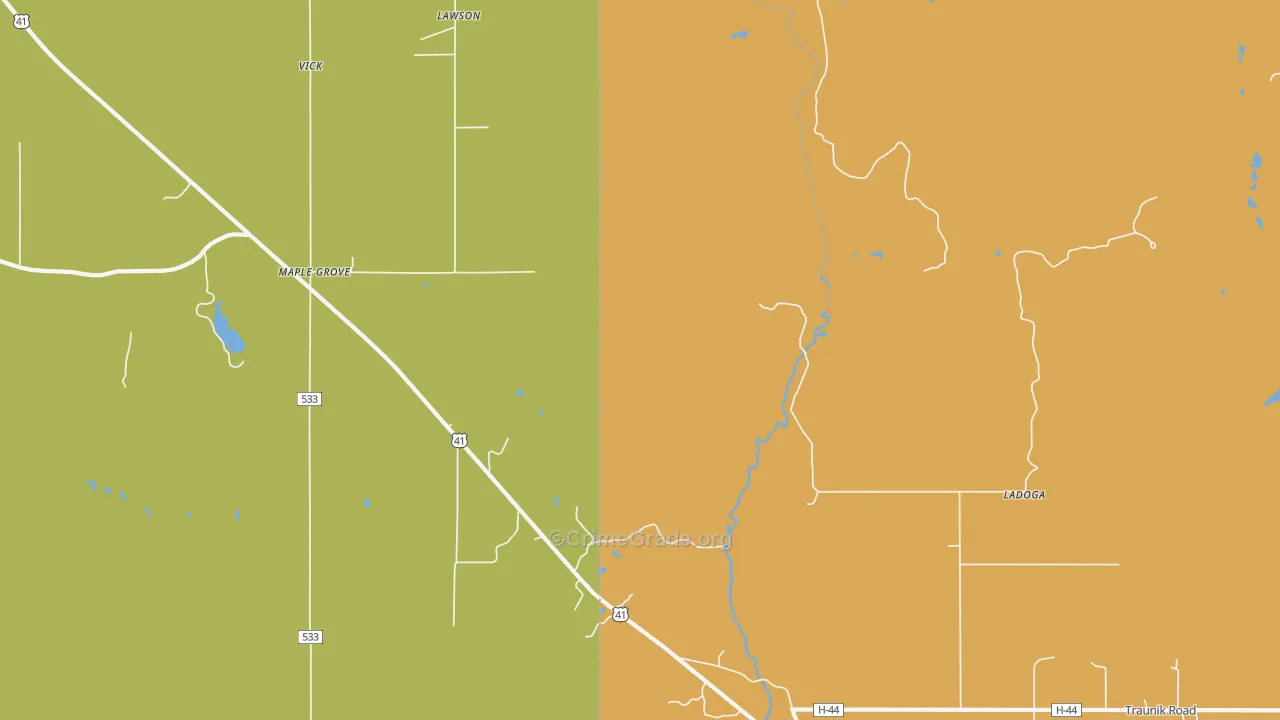 Ladoga, MI Map of Murder Rates