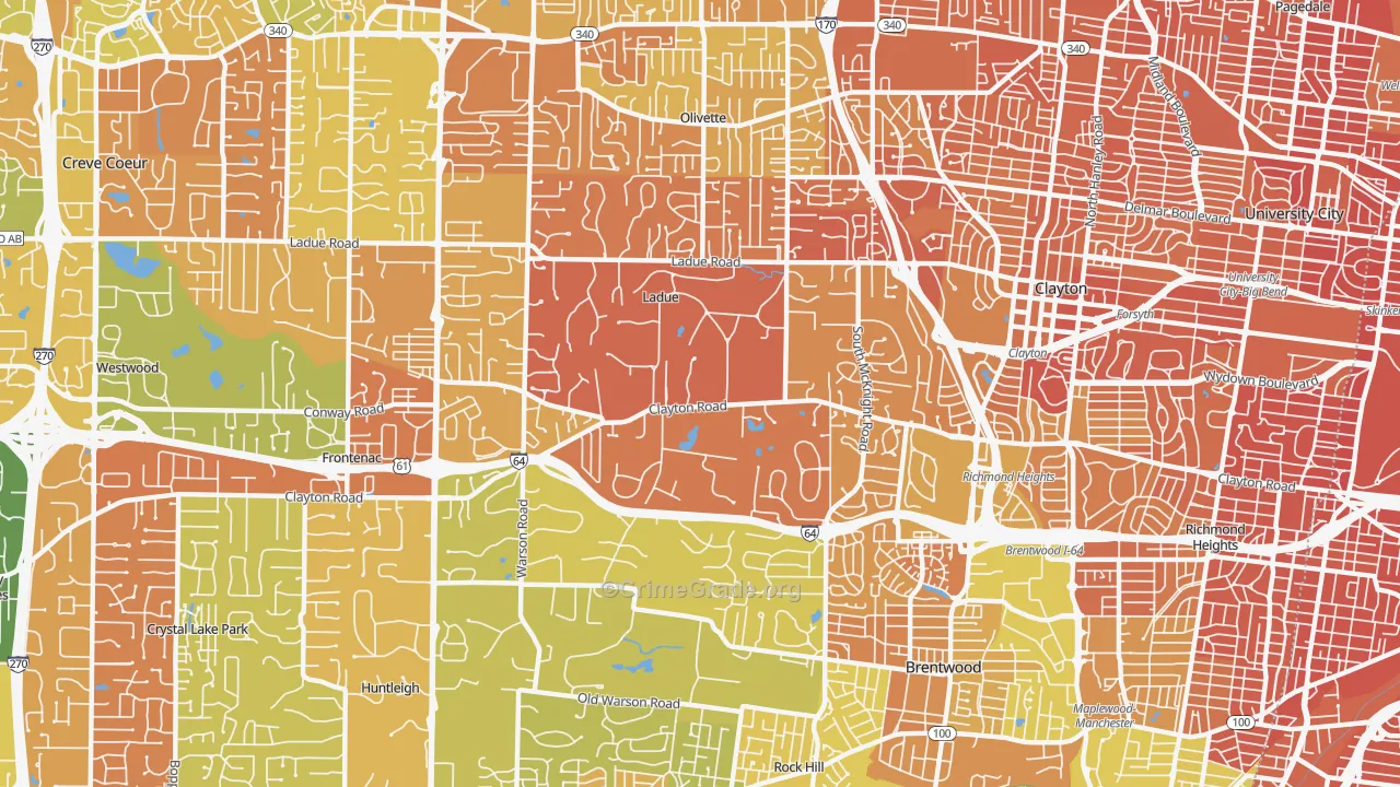 Ladue, MO Map of Murder Rates