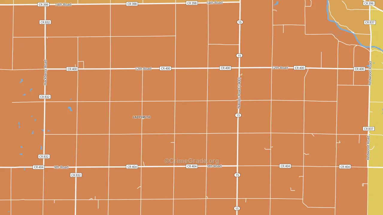 Ladysmith, KS Map of Murder Rates