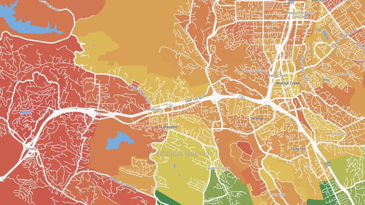 Lafayette, CA Map of Murder Rates