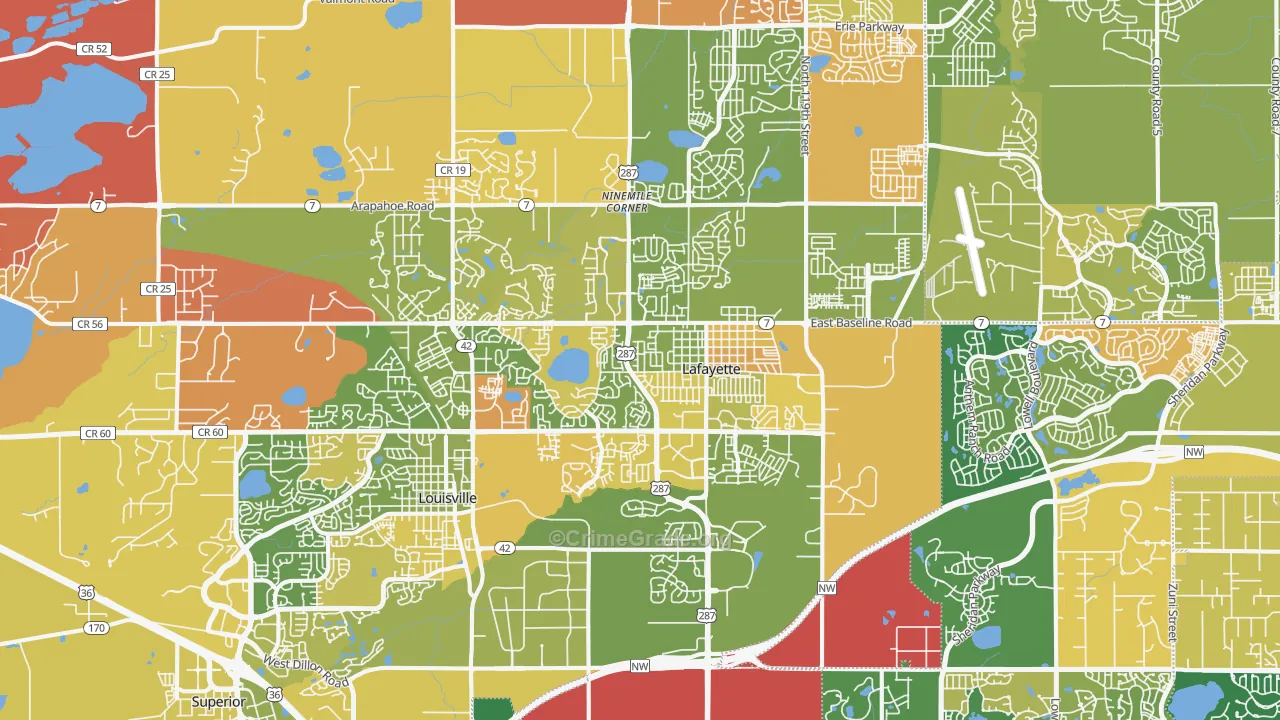 Lafayette, CO Map of Murder Rates