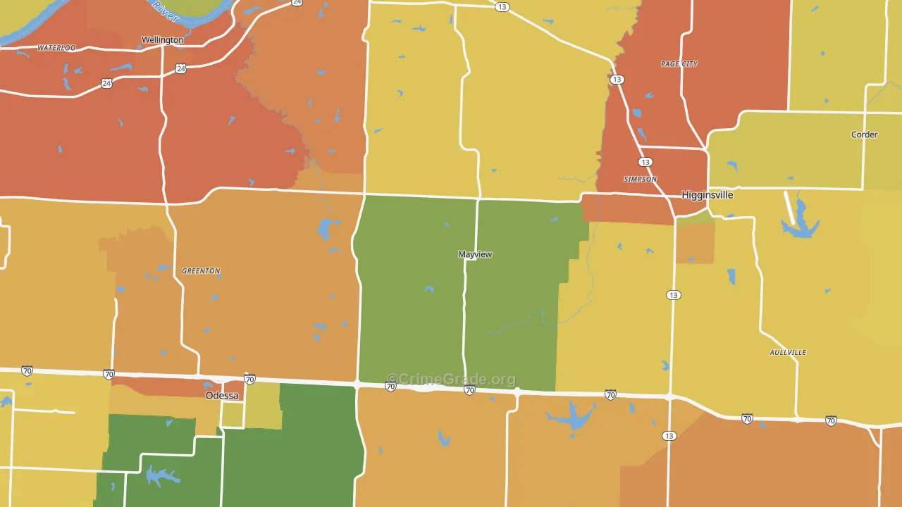 Lafayette County, MO Map of Murder Rates