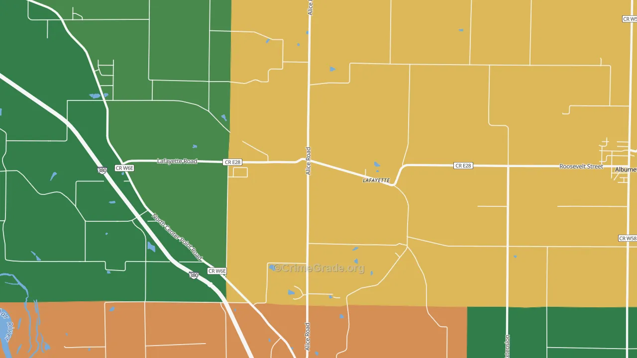 Lafayette, IA Map of Murder Rates