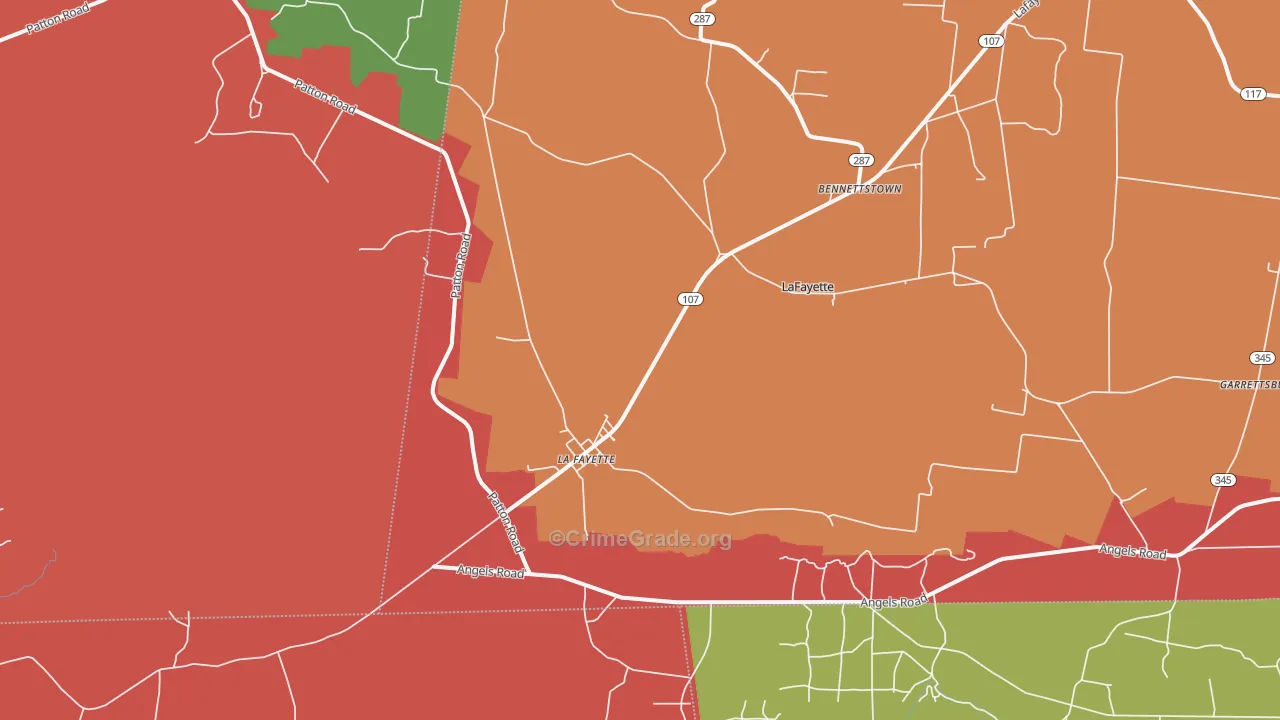 Lafayette, KY Map of Murder Rates