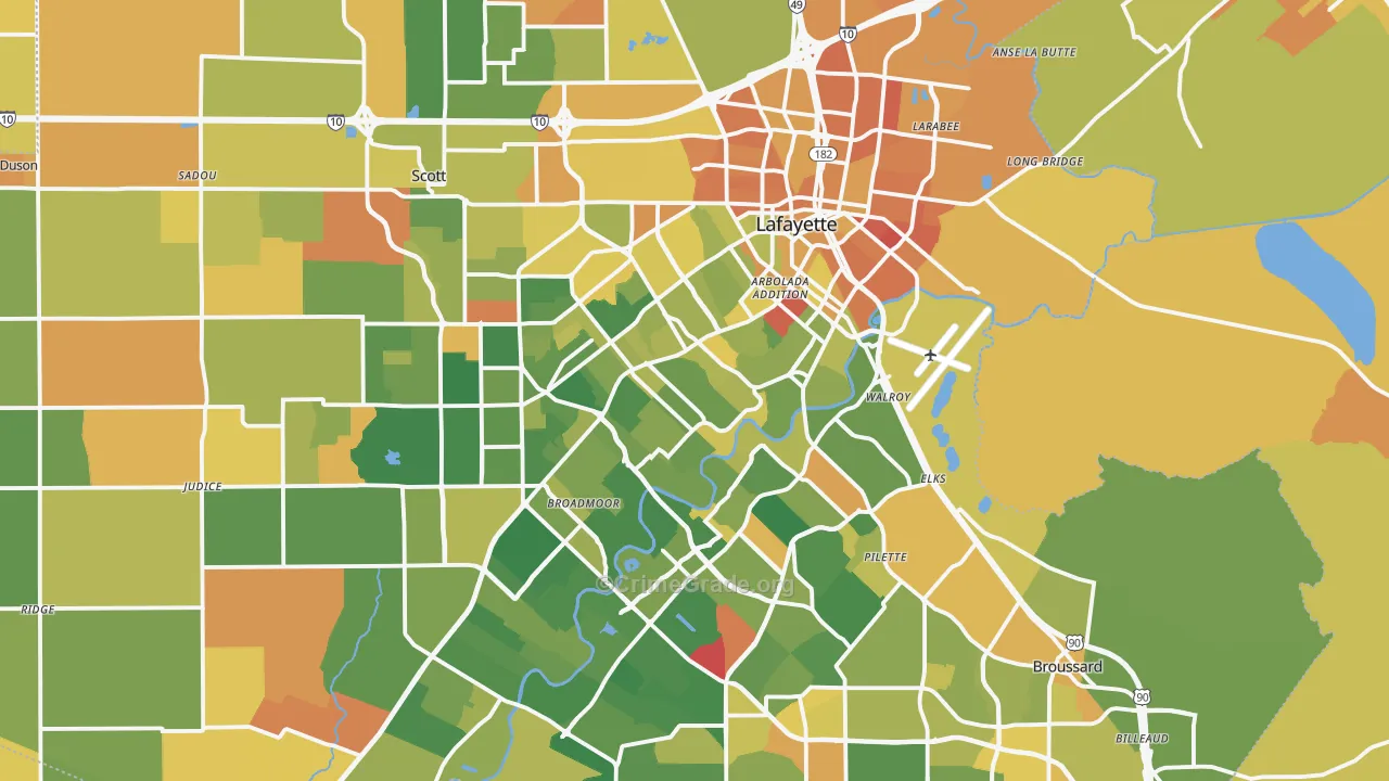 Lafayette, LA Map of Murder Rates