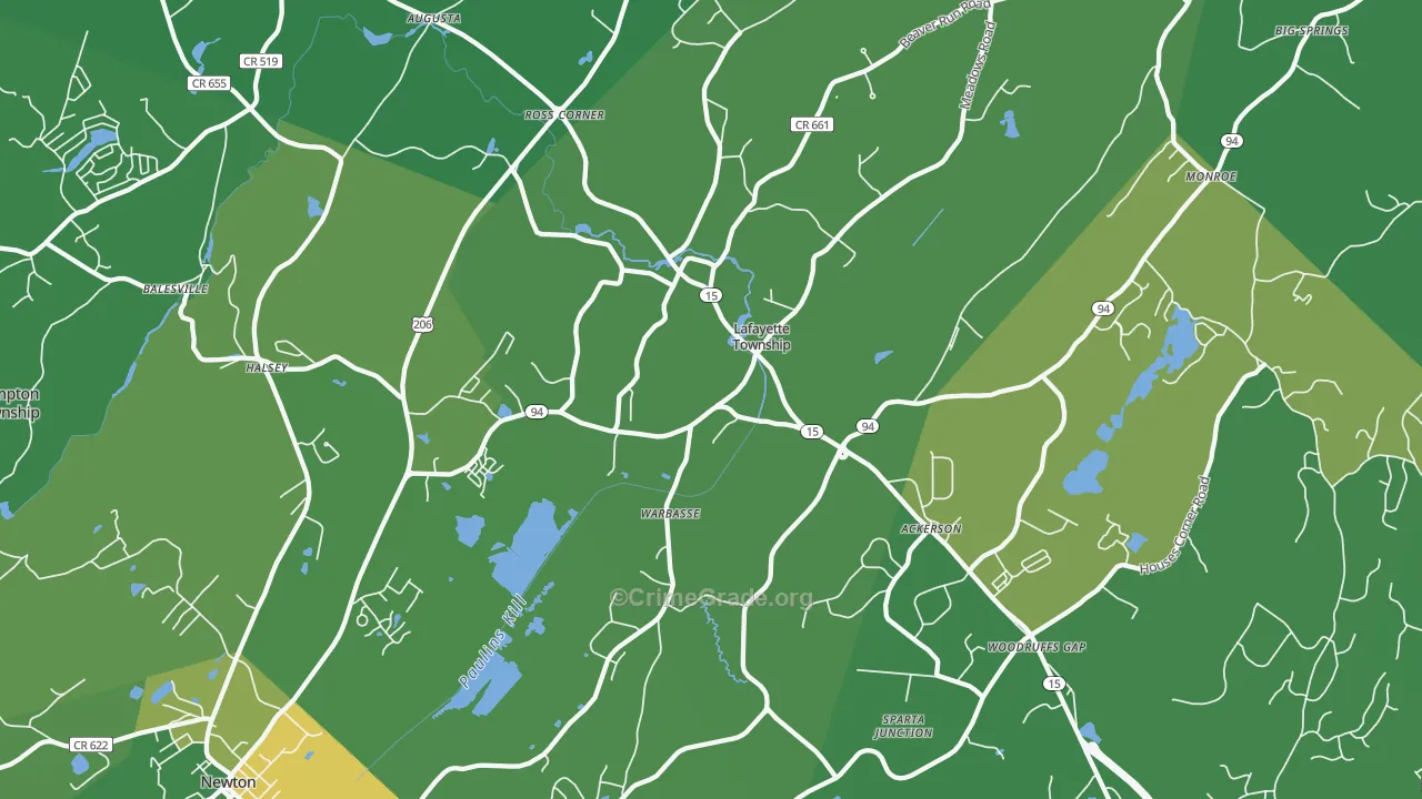 Lafayette, NJ Map of Murder Rates