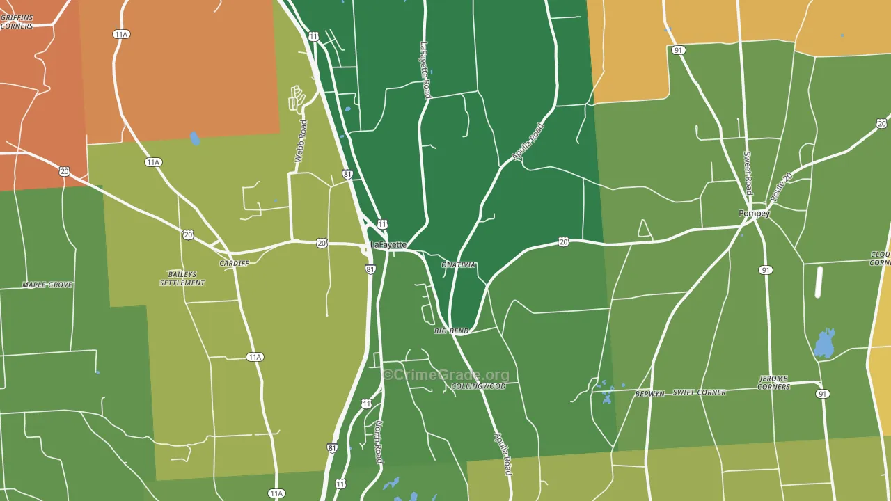 Lafayette, NY Map of Murder Rates