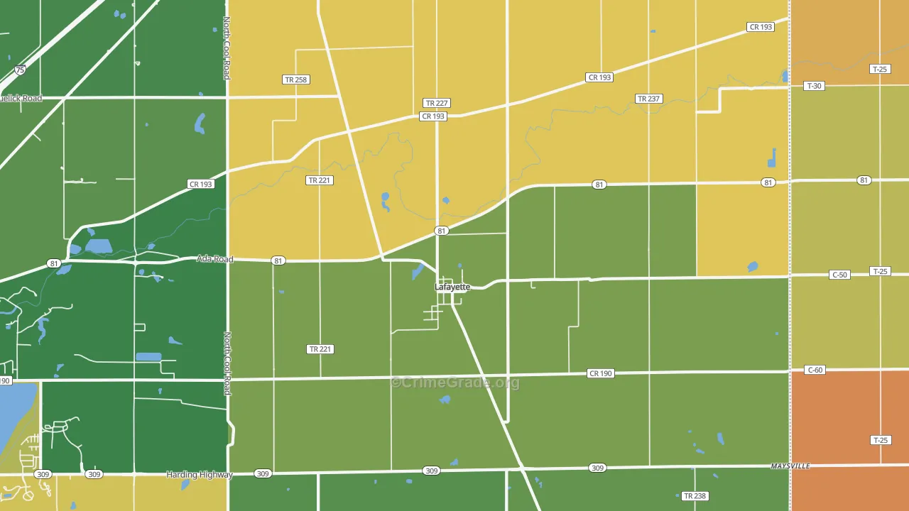 Lafayette, OH Map of Murder Rates