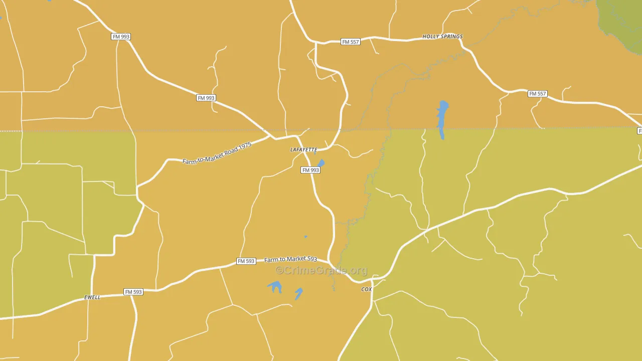LaFayette, TX Map of Murder Rates
