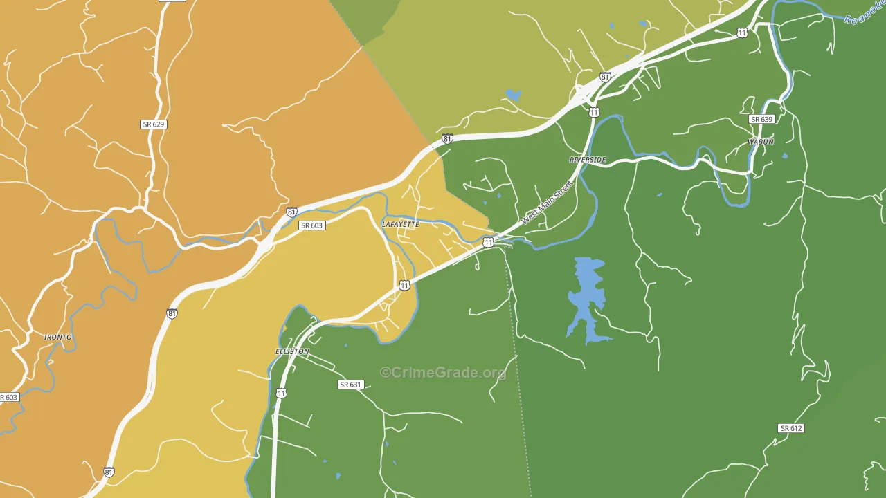 Lafayette, VA Map of Murder Rates