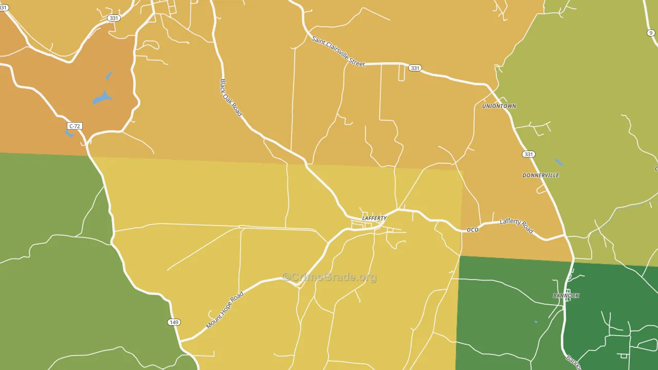 Lafferty, OH Map of Murder Rates