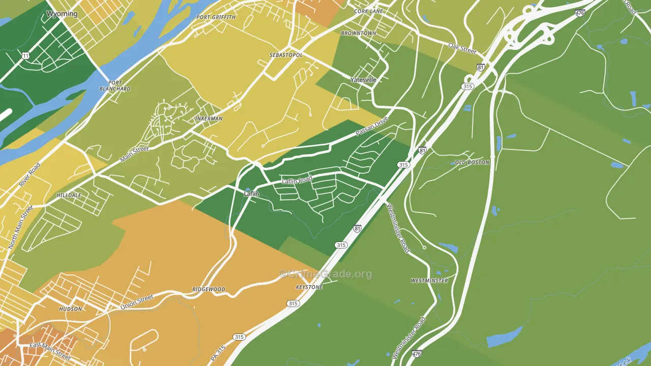 Laflin, PA Map of Murder Rates