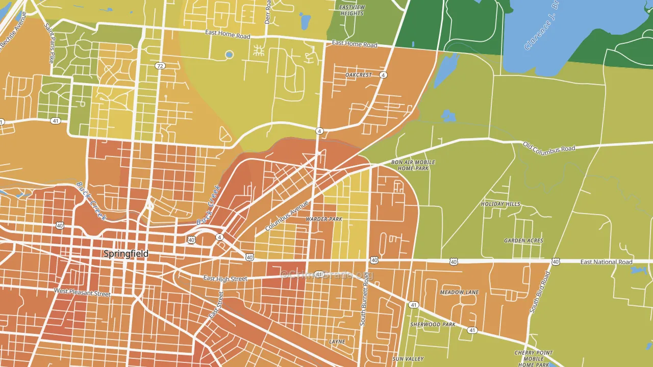 Lagonda, Springfield, OH Map of Murder Rates