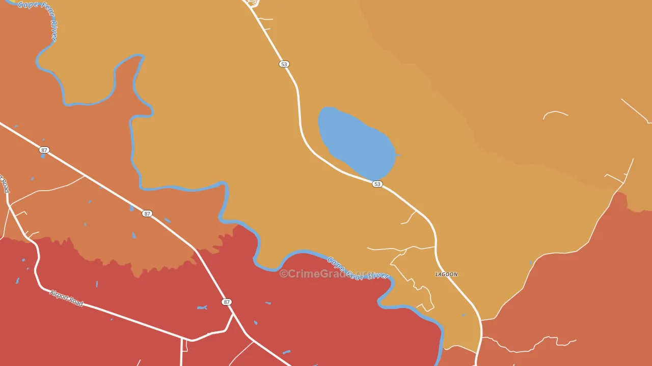 Lagoon, NC Map of Murder Rates