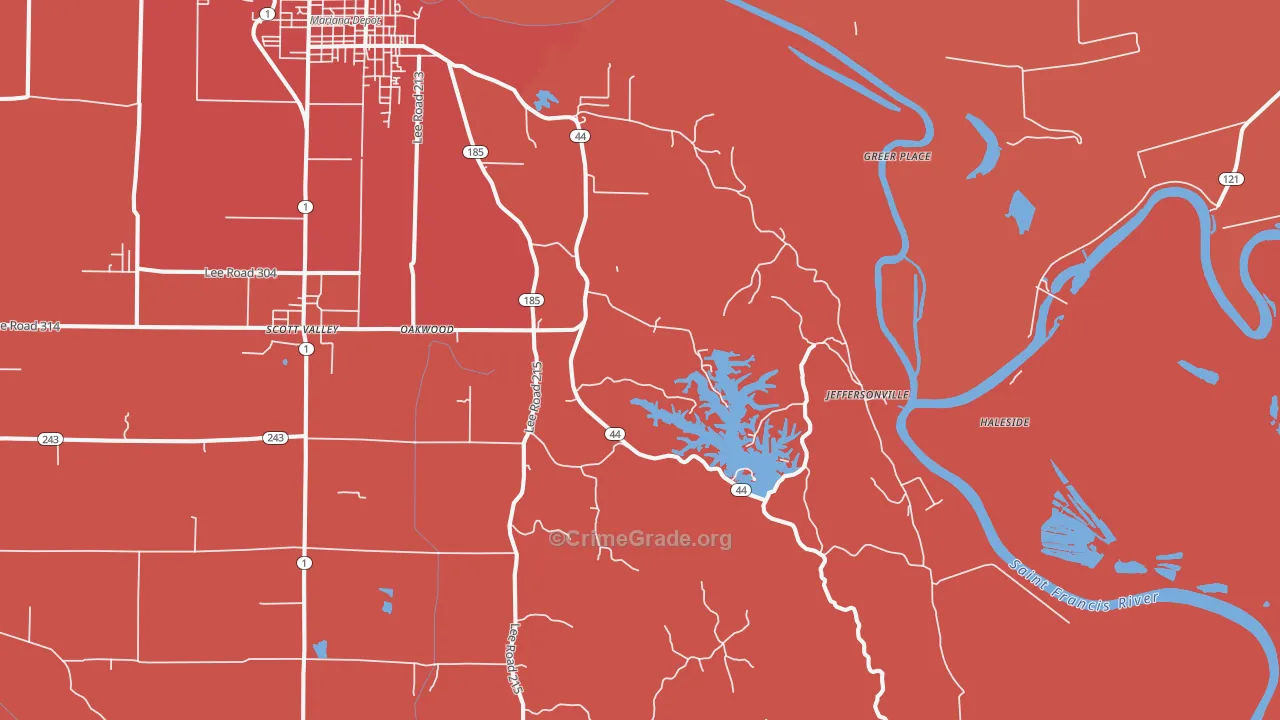 Lagrange, AR Map of Murder Rates