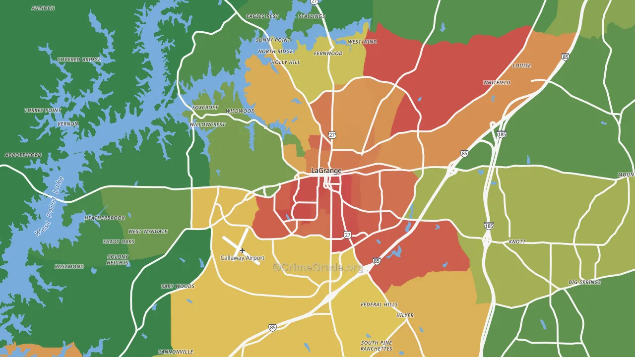 Lagrange, GA Map of Murder Rates
