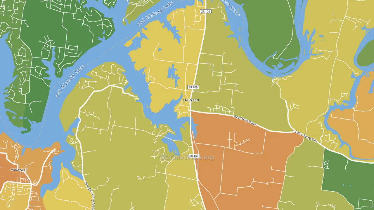 Laguardo, TN Map of Murder Rates