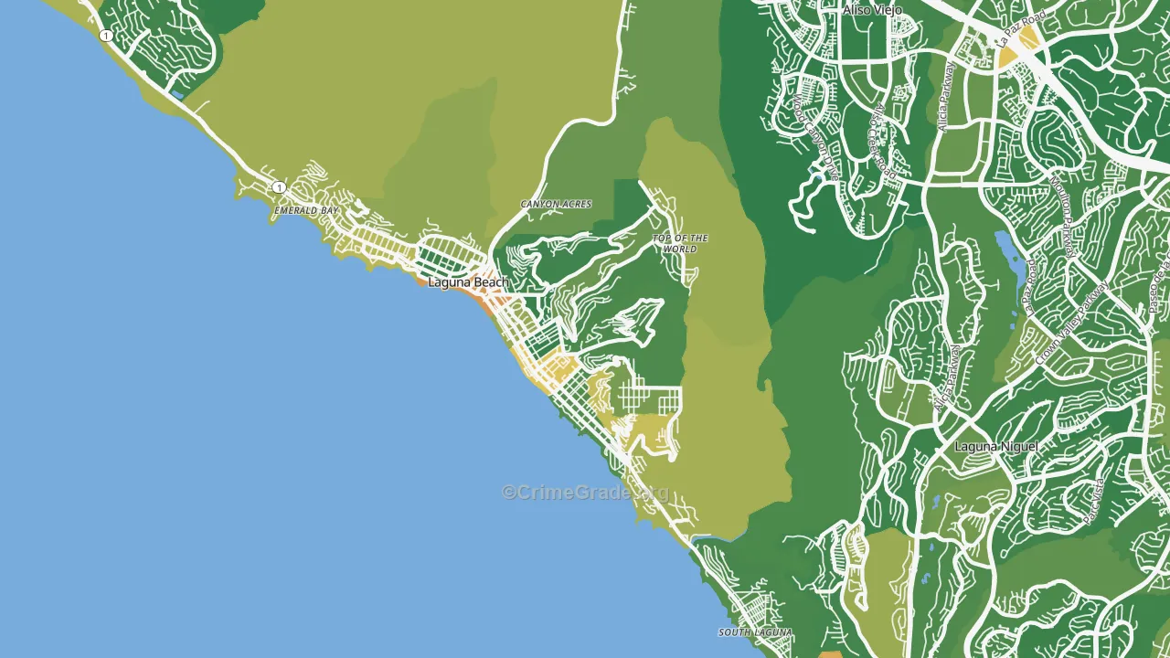 Laguna Beach, CA Map of Murder Rates