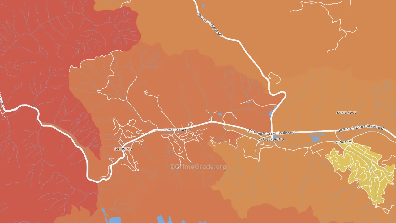 Lagunitas-Forest Knolls, CA Map of Murder Rates