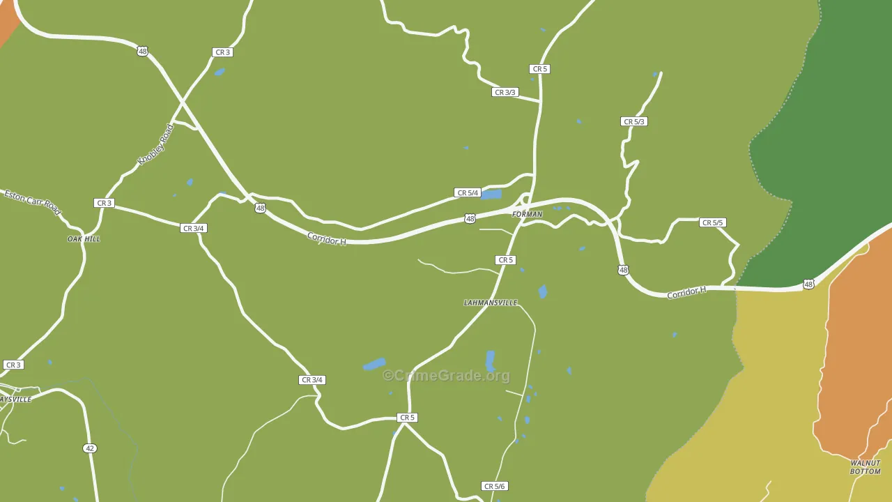 Lahmansville, WV Map of Murder Rates