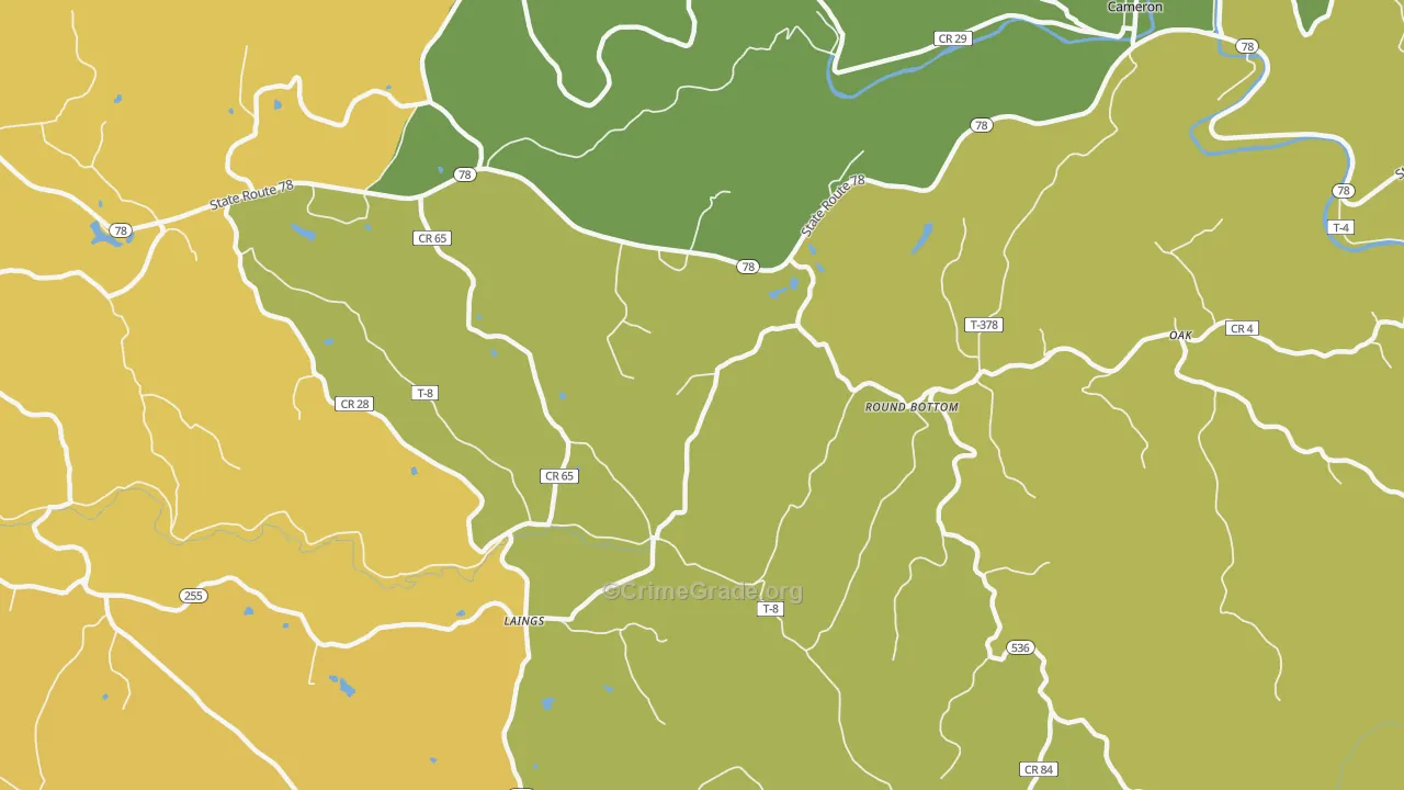 Laings, OH Map of Murder Rates