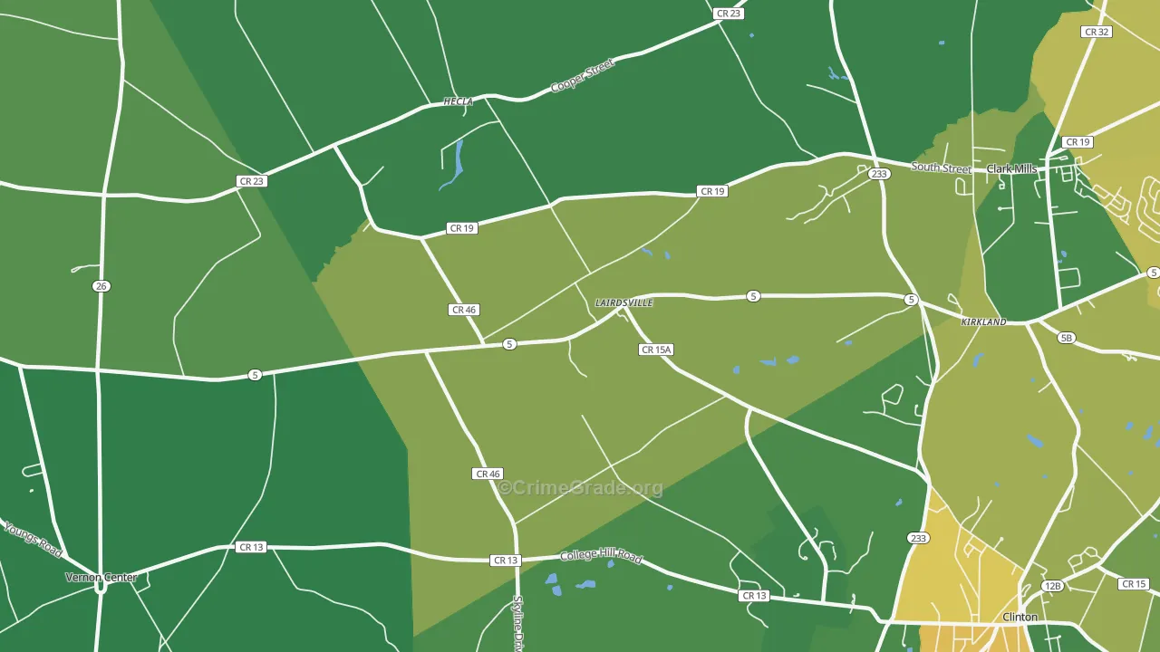 Lairdsville, NY Map of Murder Rates