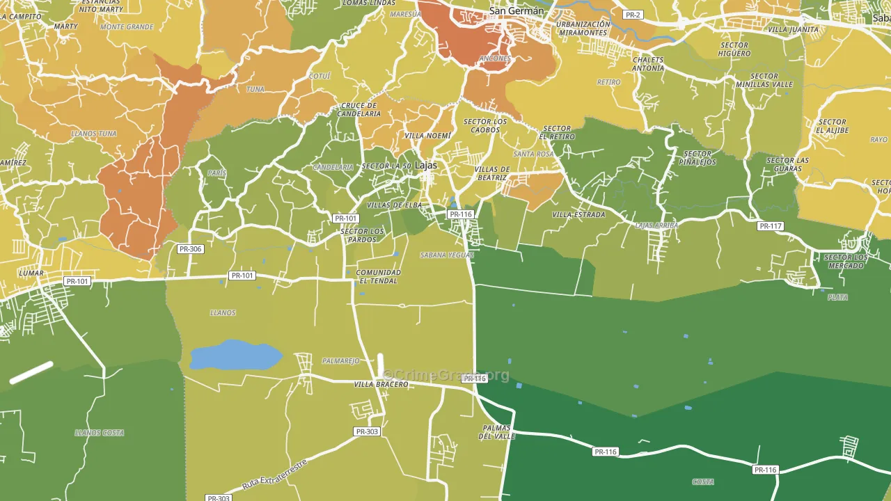 Lajas, PR Map of Murder Rates