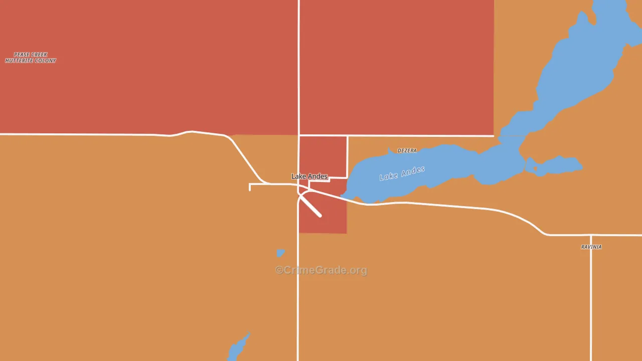 Lake Andes, SD Map of Murder Rates