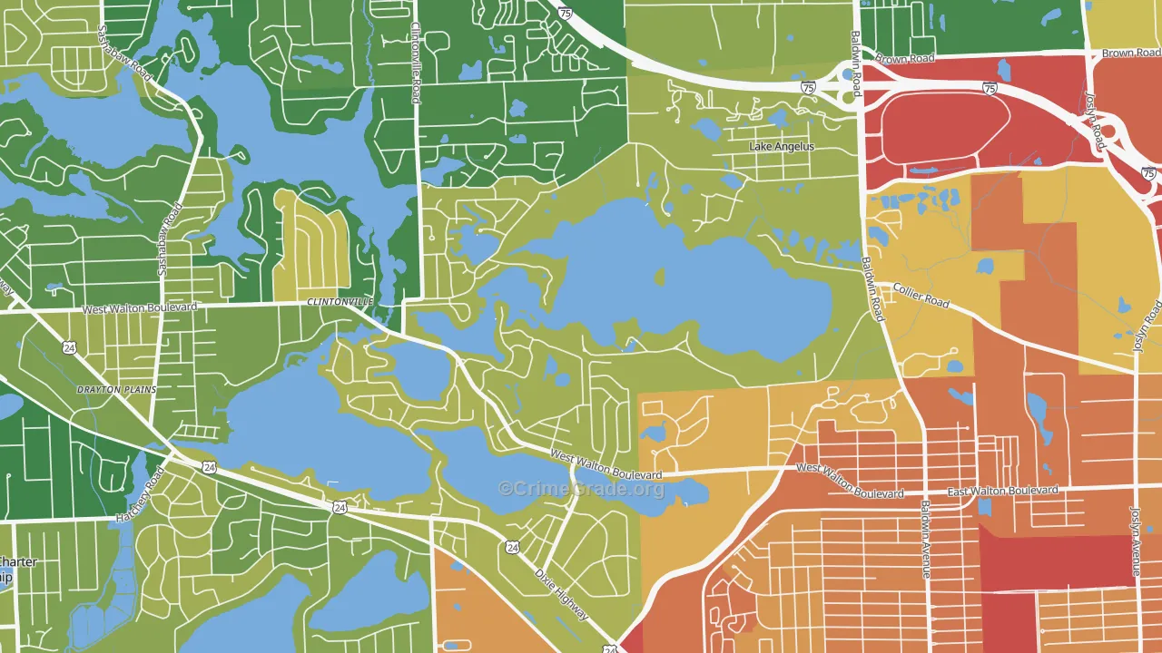 Lake Angelus, MI Map of Murder Rates