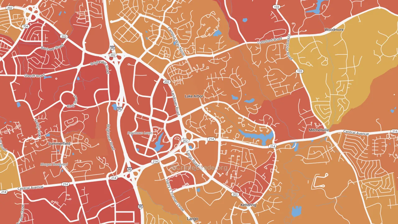Lake Arbor, MD Map of Murder Rates