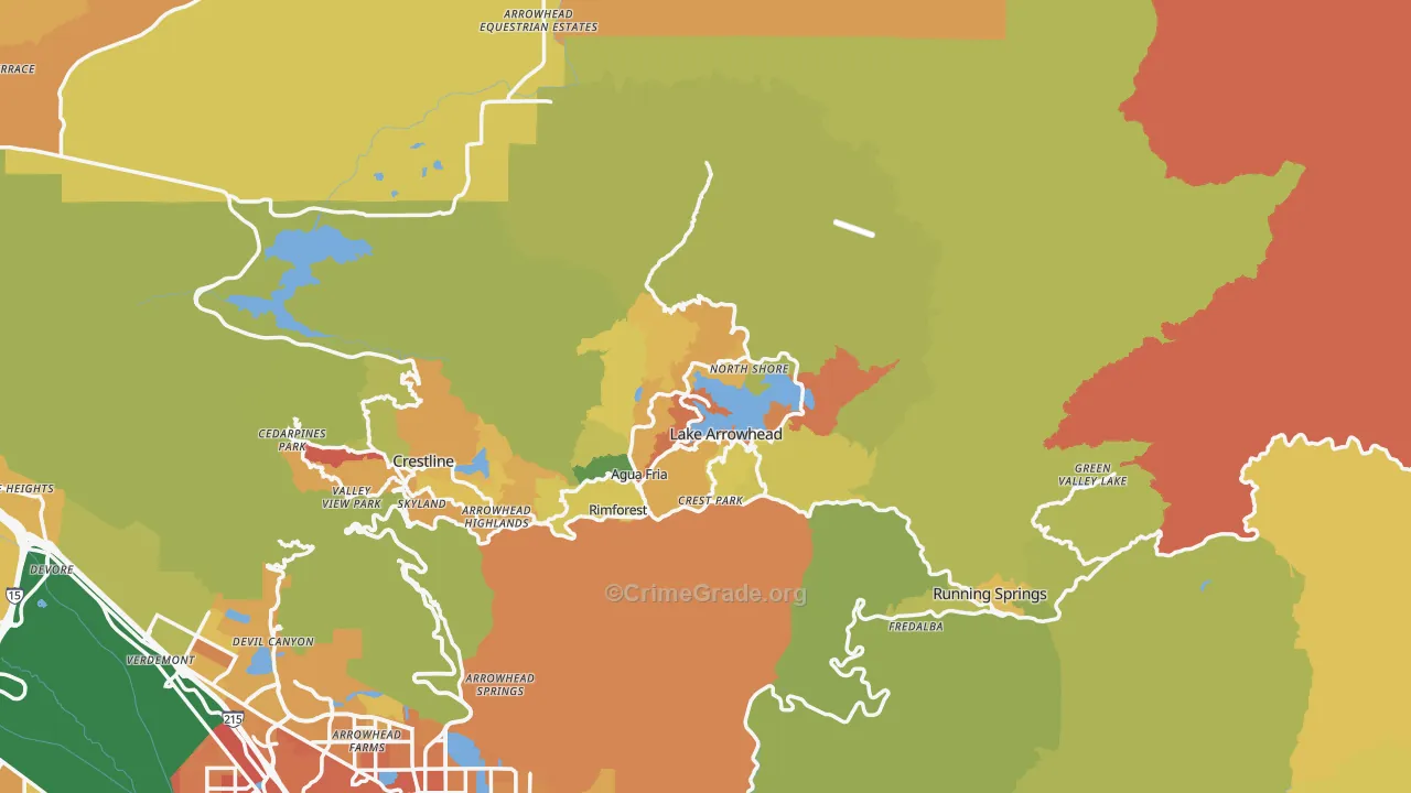 Lake Arrowhead, CA Map of Murder Rates