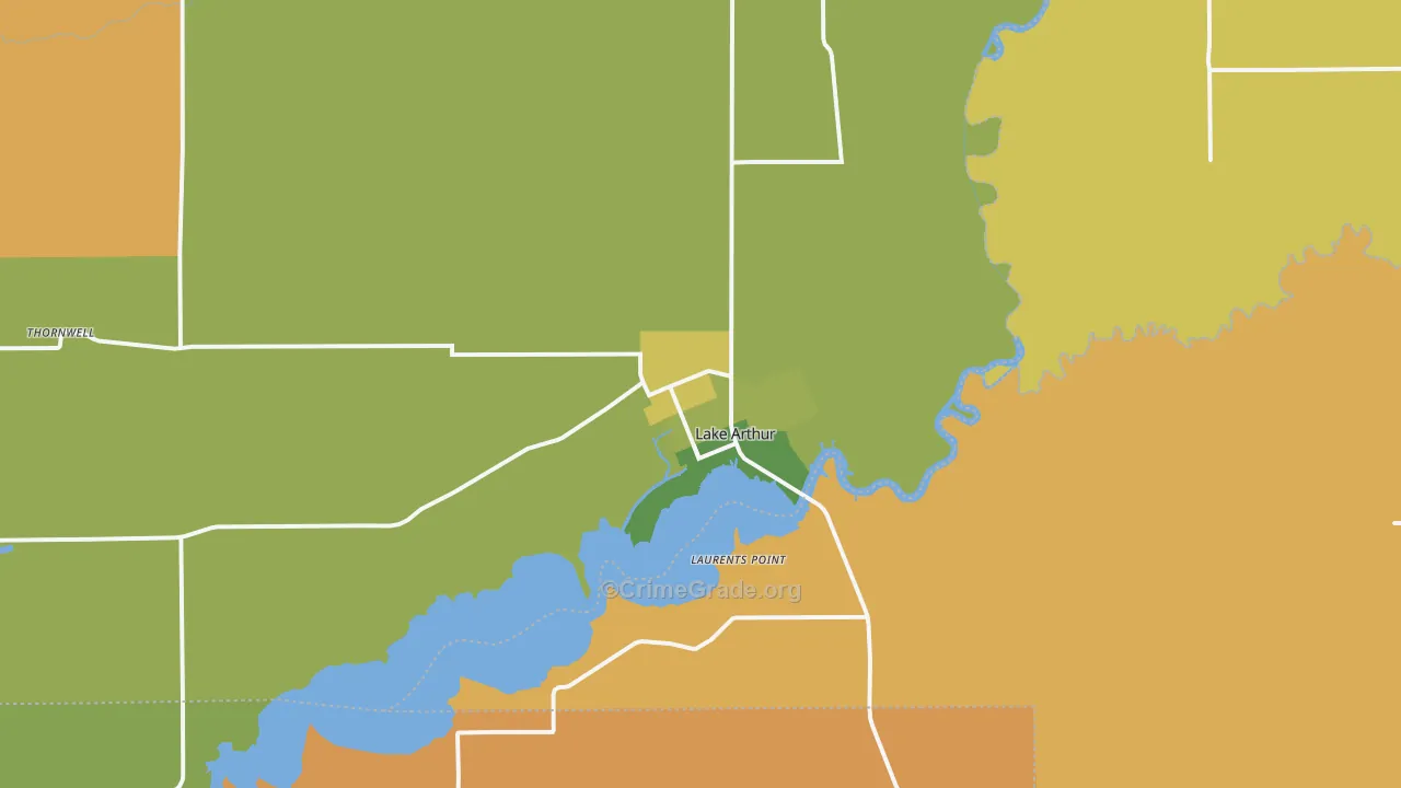 Lake Arthur, LA Map of Murder Rates
