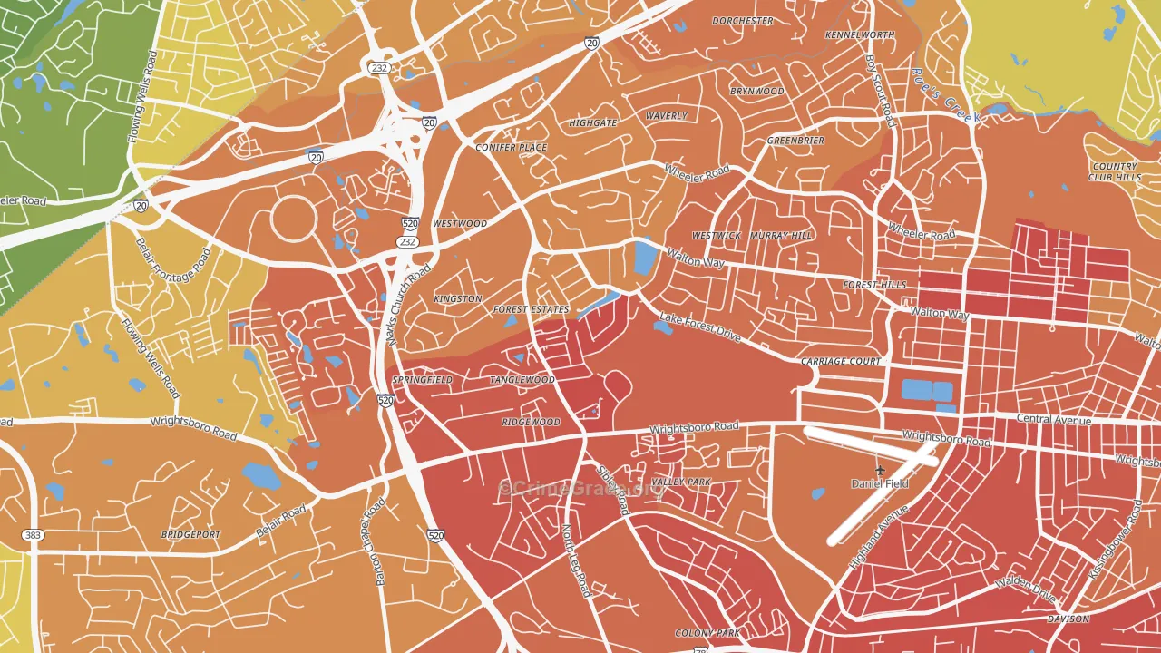 Lake Aumond, Augusta, GA Map of Murder Rates