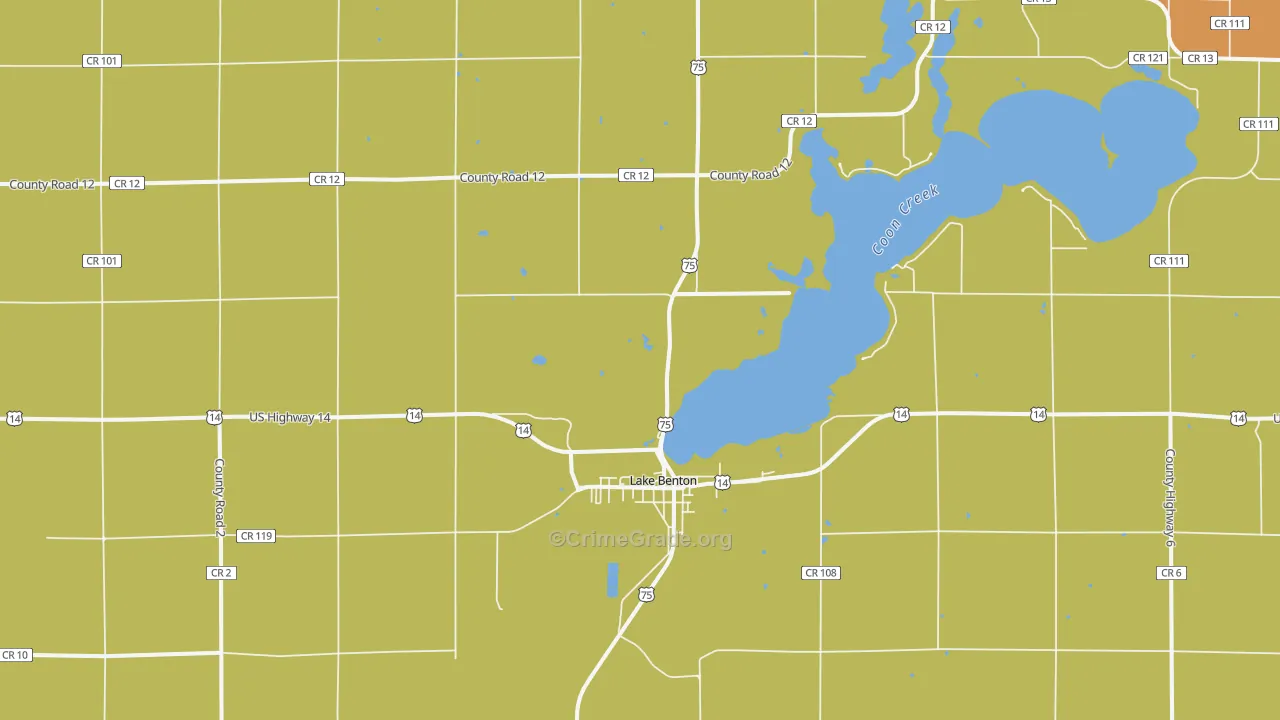 Lake Benton, MN Map of Murder Rates