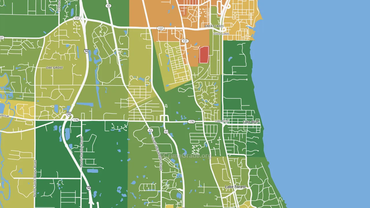 Lake Bluff, IL Map of Murder Rates