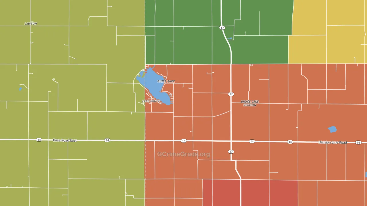 Lake Bruce, IN Map of Murder Rates