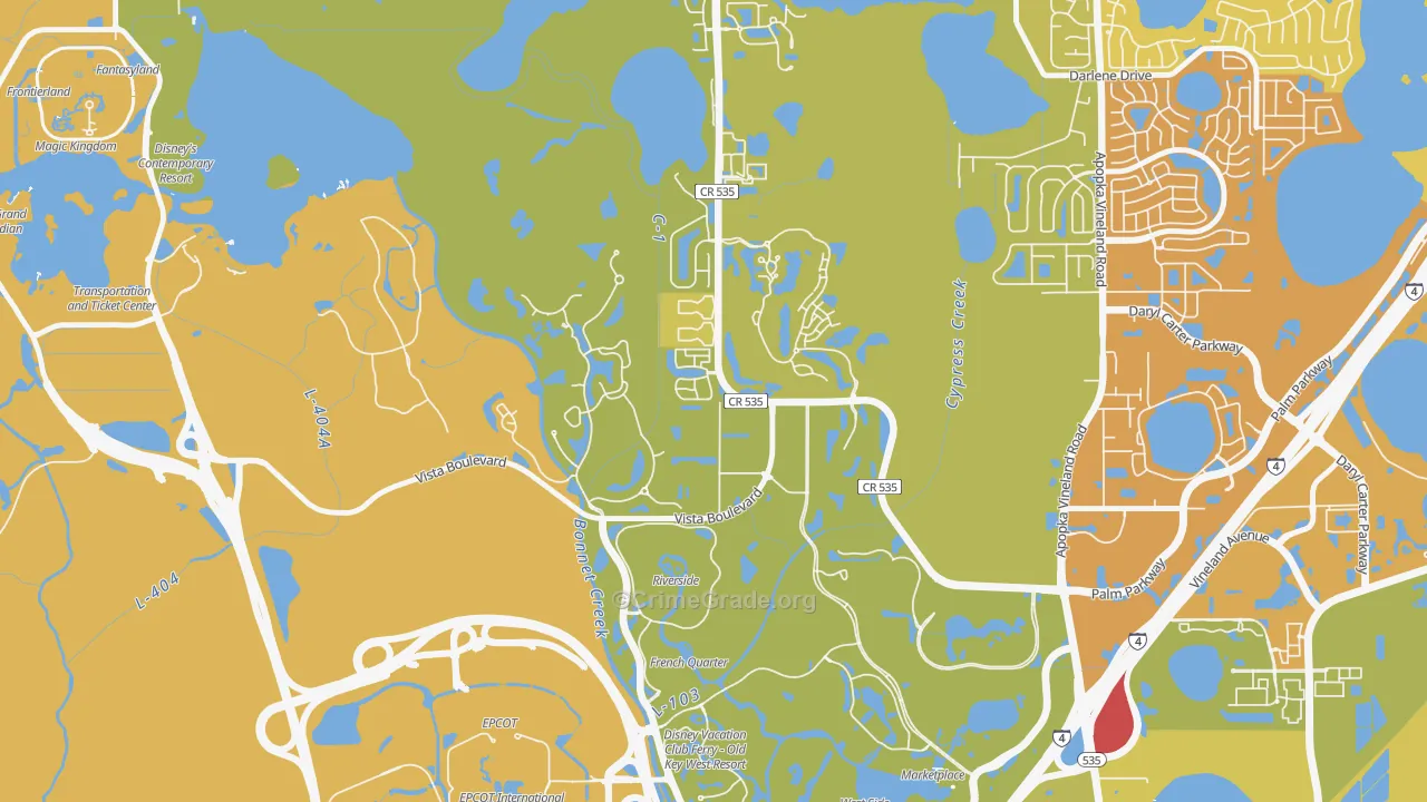Lake Buena Vista, FL Map of Murder Rates
