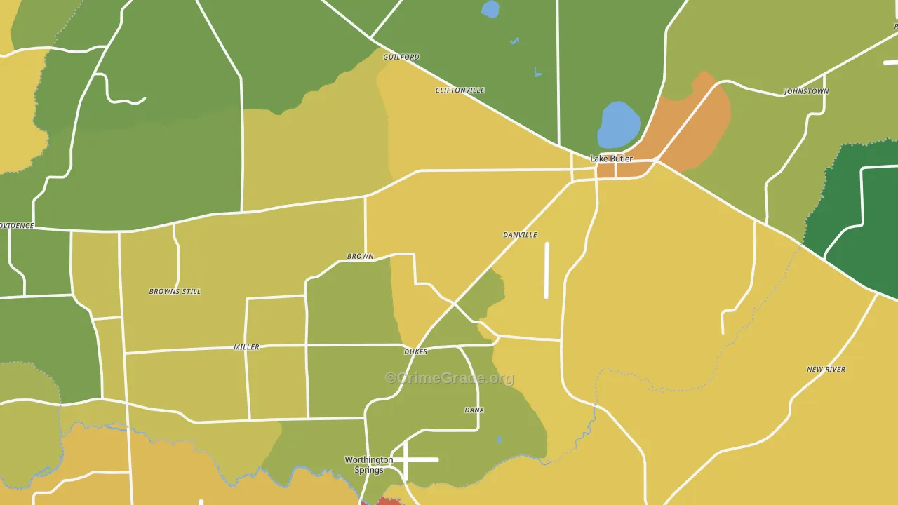 Lake Butler, FL Map of Murder Rates