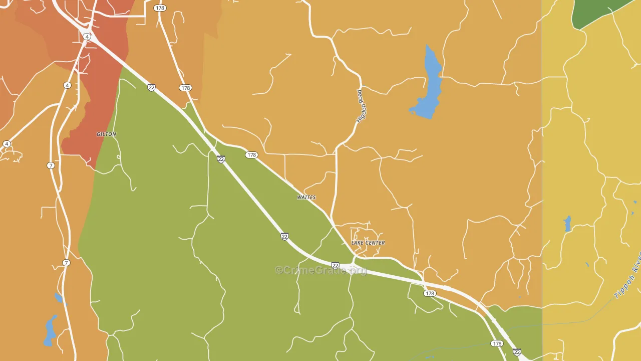 Lake Center, MS Map of Murder Rates