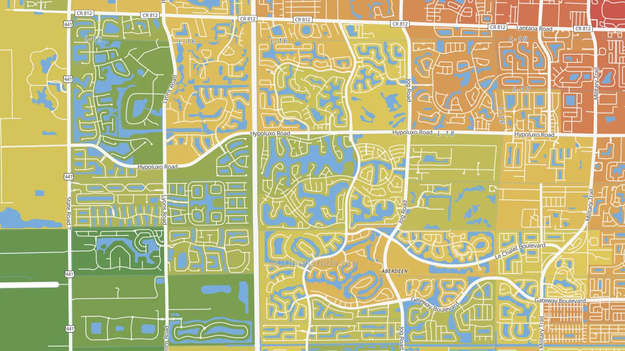 Lake Charleston, Lake Worth, FL Map of Murder Rates