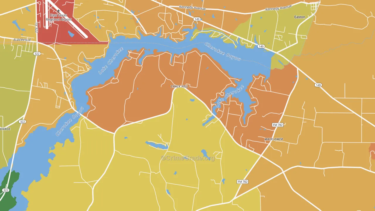 Lake Cherokee, TX Map of Murder Rates
