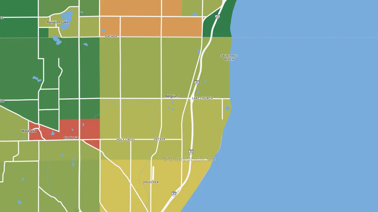 Lake Church, WI Map of Murder Rates