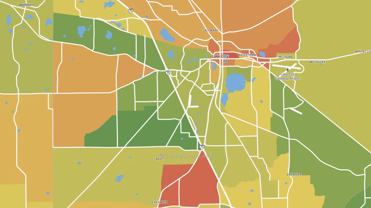Lake City, FL Map of Murder Rates