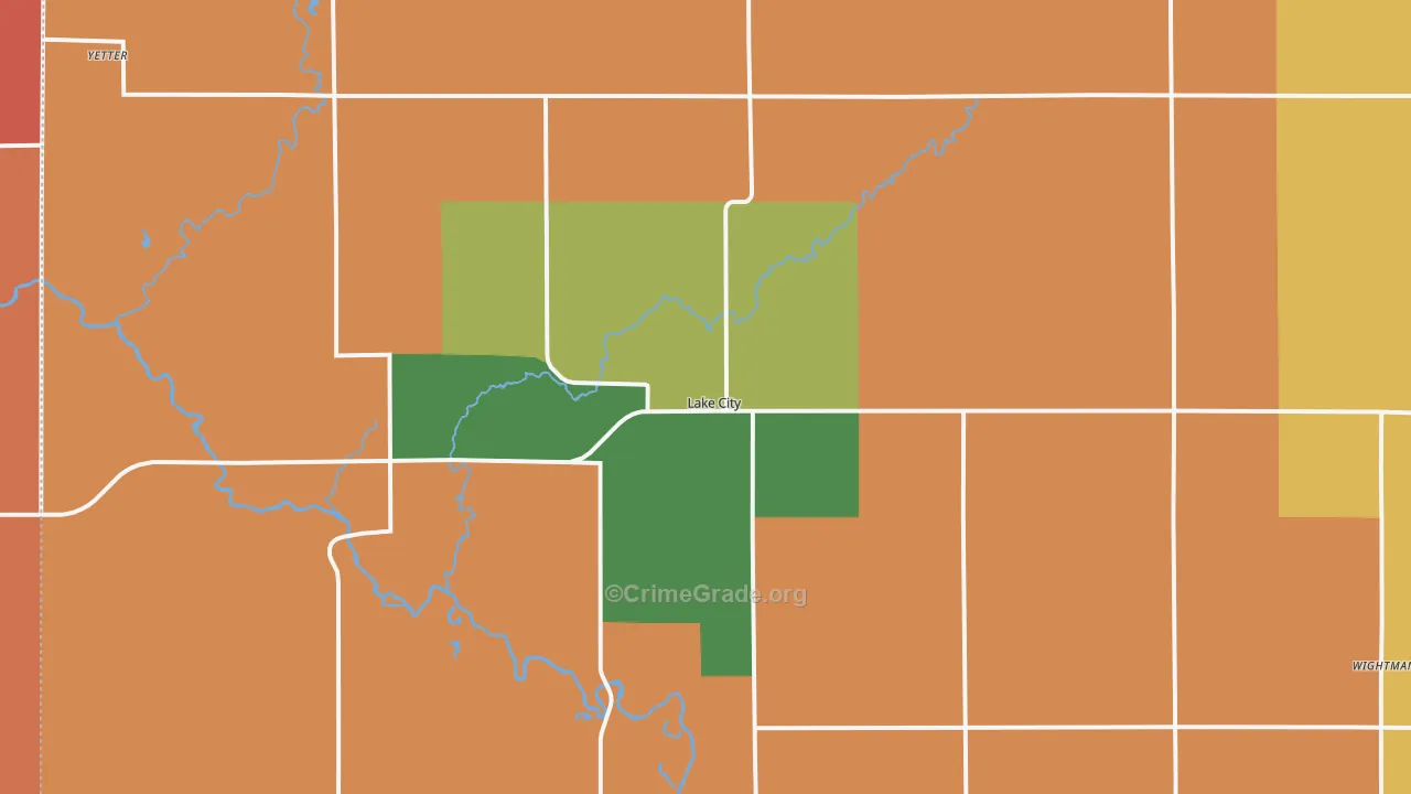 Lake City, IA Map of Murder Rates