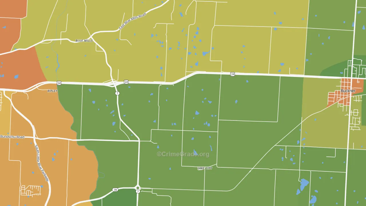Lake City, MO Map of Murder Rates