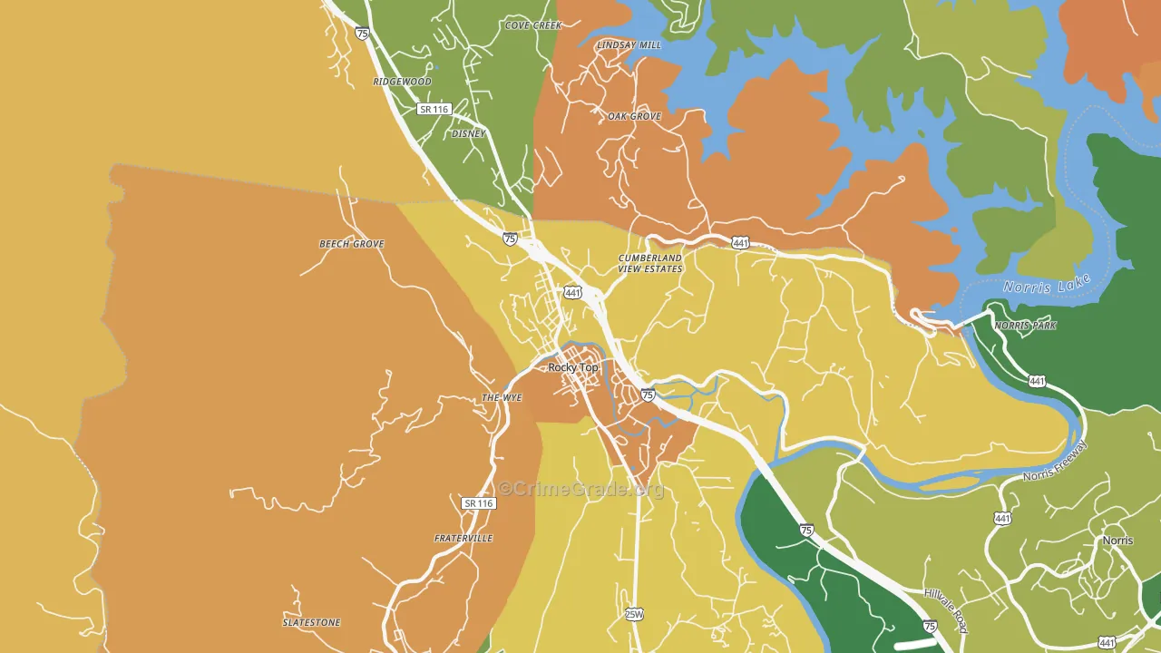Lake City, TN Map of Murder Rates