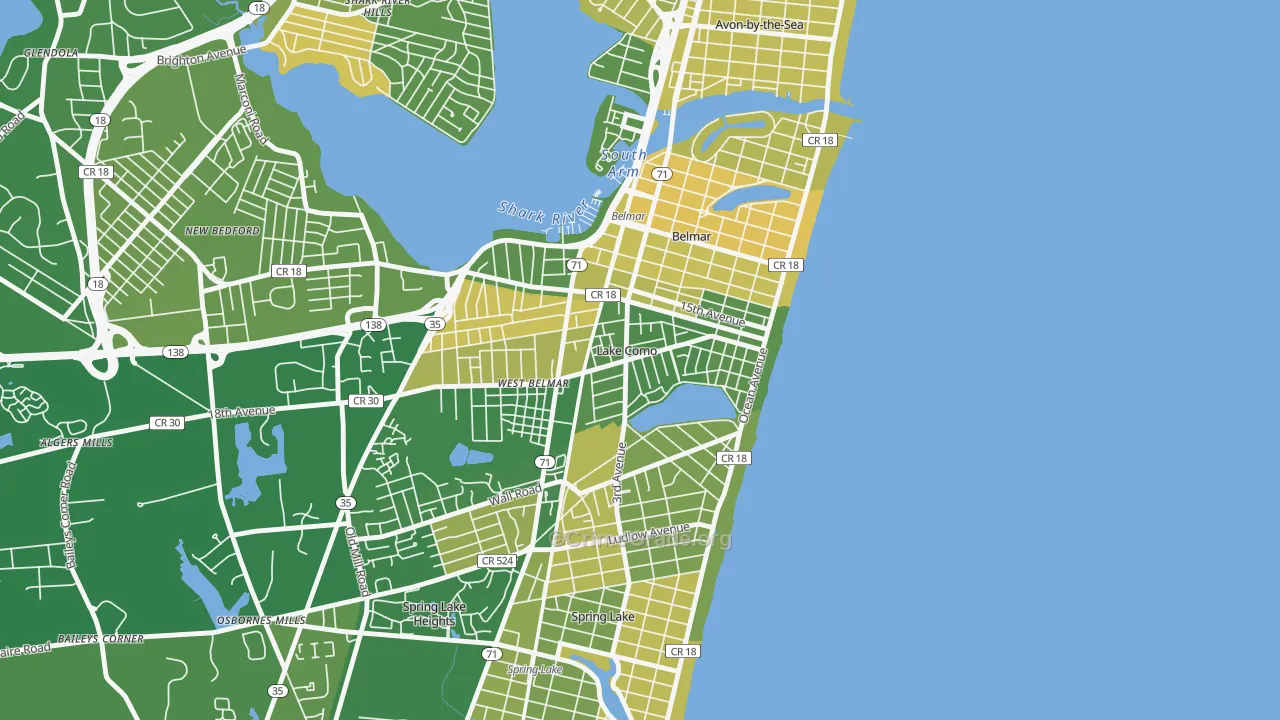 Lake Como, NJ Map of Murder Rates