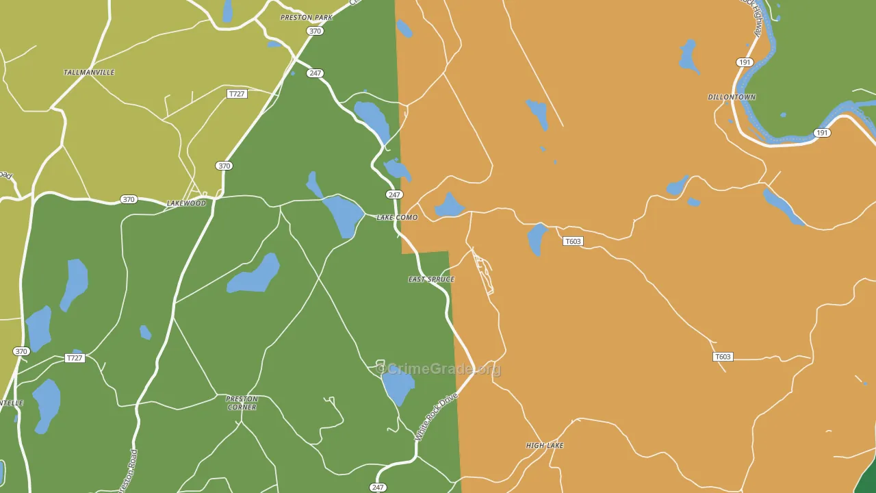 Lake Como, PA Map of Murder Rates