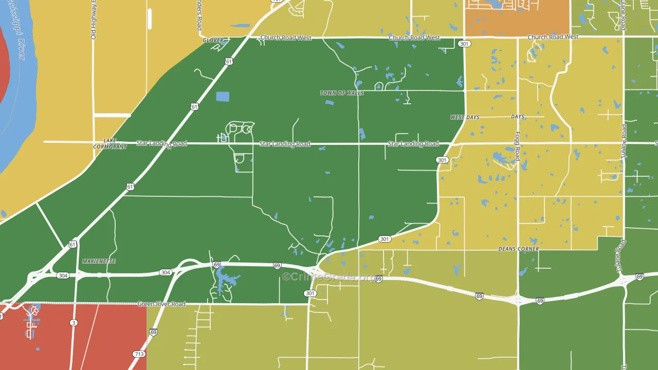 Lake Cormorant, MS Map of Murder Rates